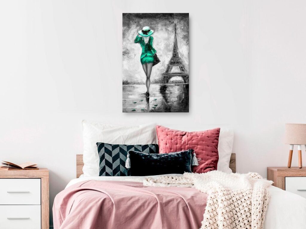 Schilderij - Parisian Woman (1 Part) Vertical Green