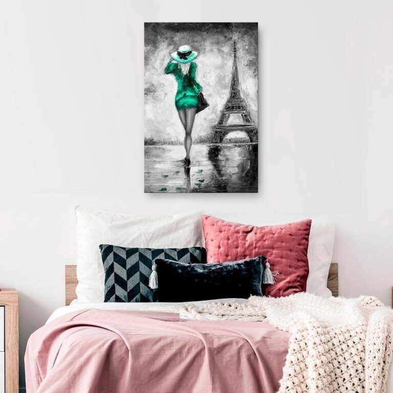 Schilderij - Parisian Woman (1 Part) Vertical Green
