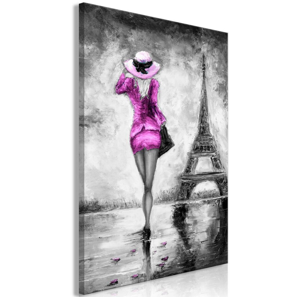 Schilderij - Parisian Woman (1 Part) Vertical Pink - Afbeelding 2