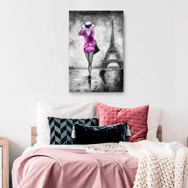 Schilderij - Parisian Woman (1 Part) Vertical Pink