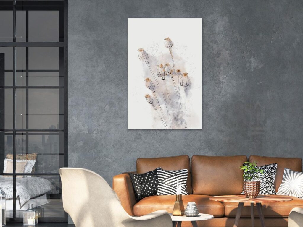 Schilderij - Peaceful Poppies (1 Part) Vertical
