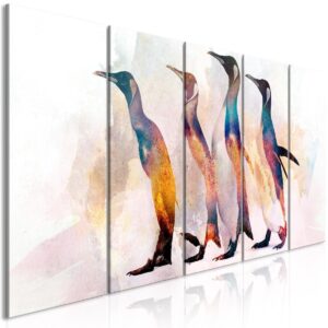 Schilderij - Penguin Wandering (5 Parts) Narrow