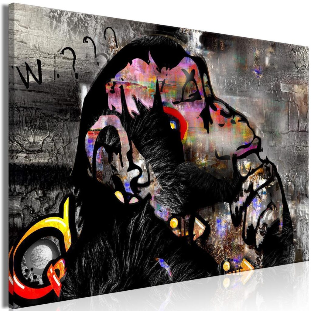 Schilderij - Pensive Monkey (1 Part) Wide