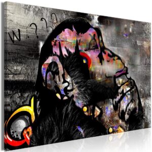 Schilderij - Pensive Monkey (1 Part) Wide
