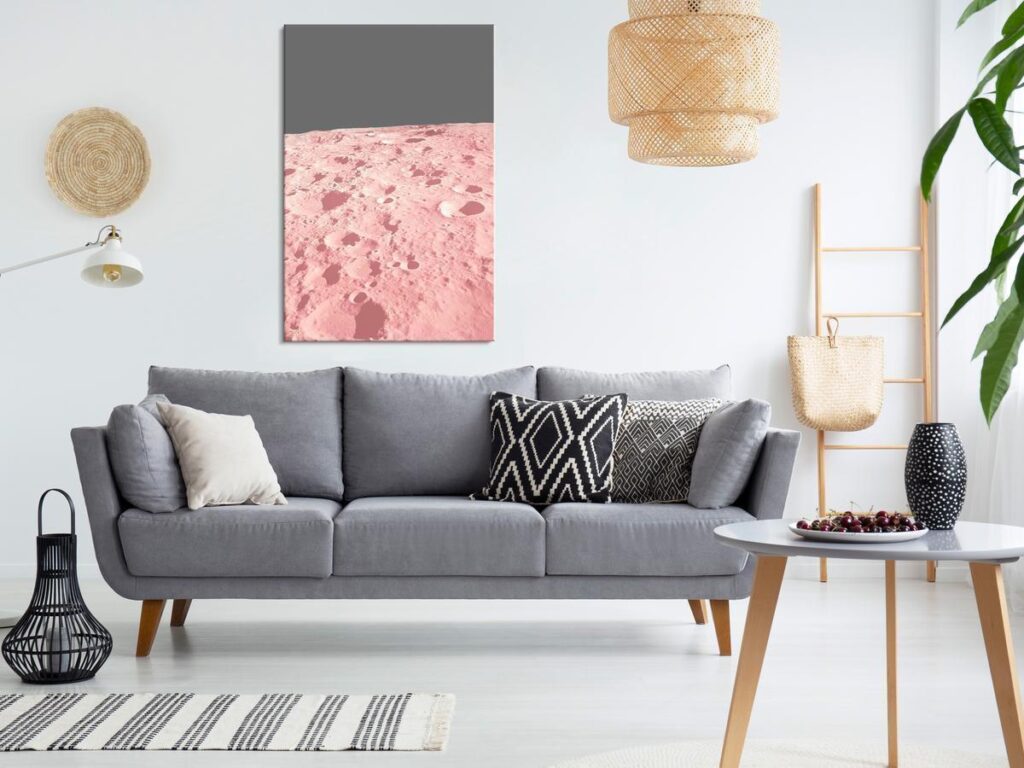 Schilderij - Pink Moon (1 Part) Vertical