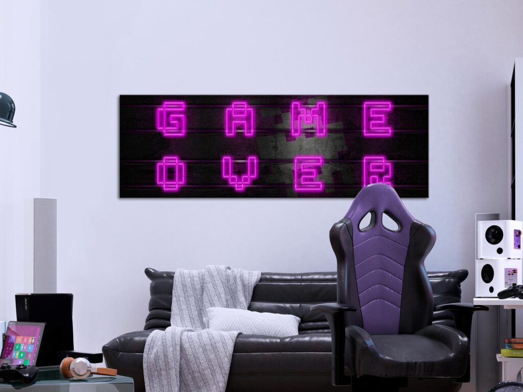 Schilderij - Pink Neon (1 Part) Narrow