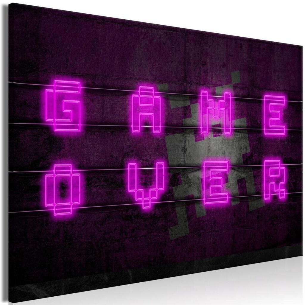 Schilderij - Pink Neon (1 Part) Wide