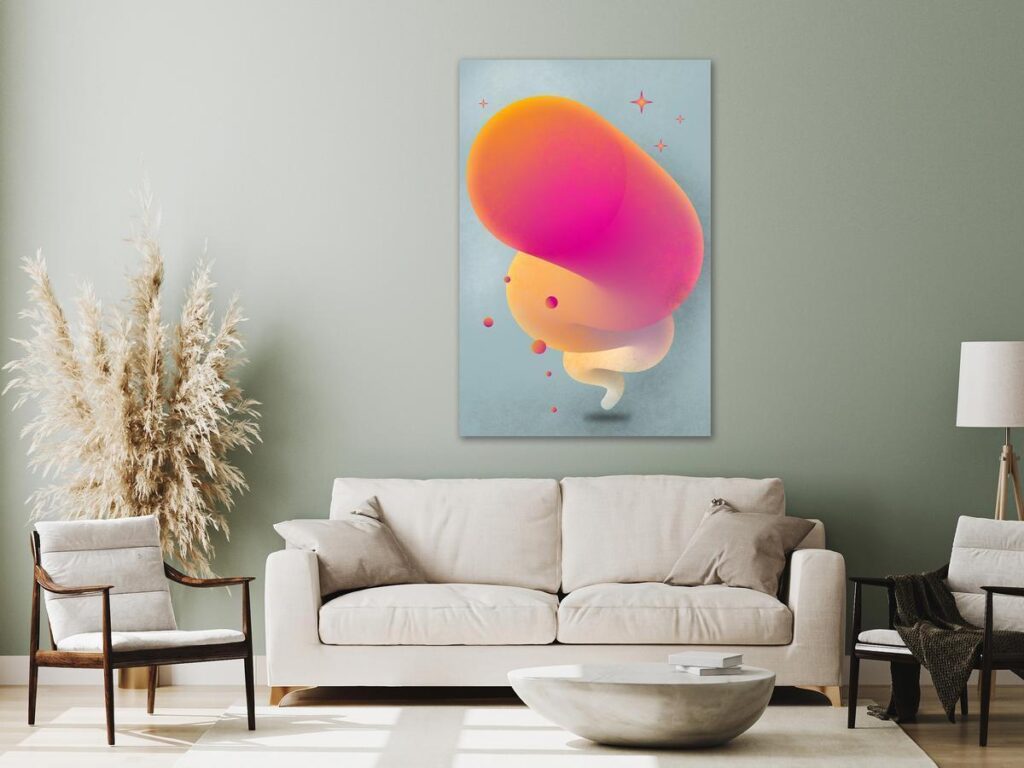 Schilderij - Pink Streak (1 Part) Vertical