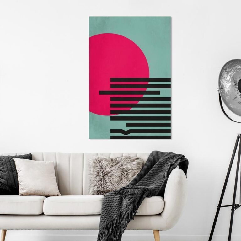 Schilderij - Pink Sun (1 Part) Vertical