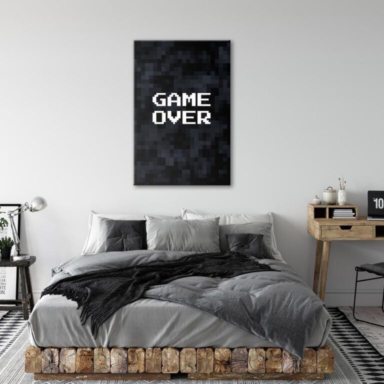 Schilderij - Pixel Game Over
