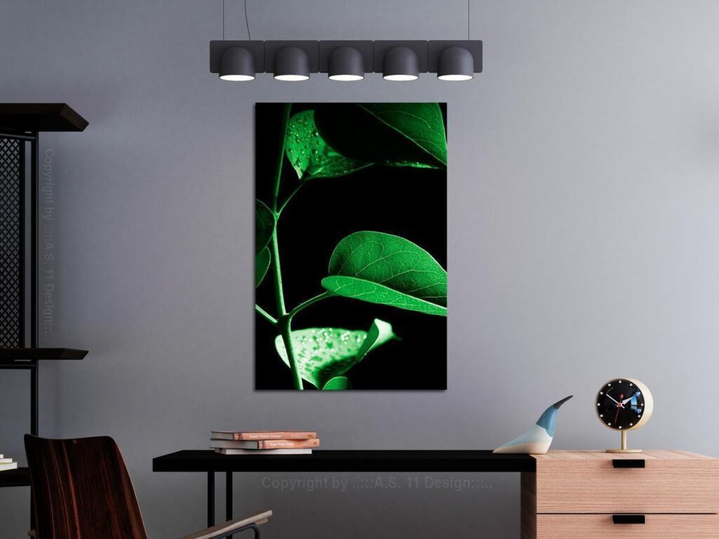 Schilderij - Plant in Black (1 Part) Vertical