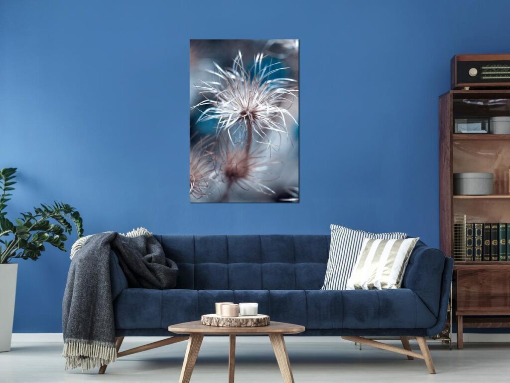 Schilderij - Plant in Blues (1 Part) Vertical