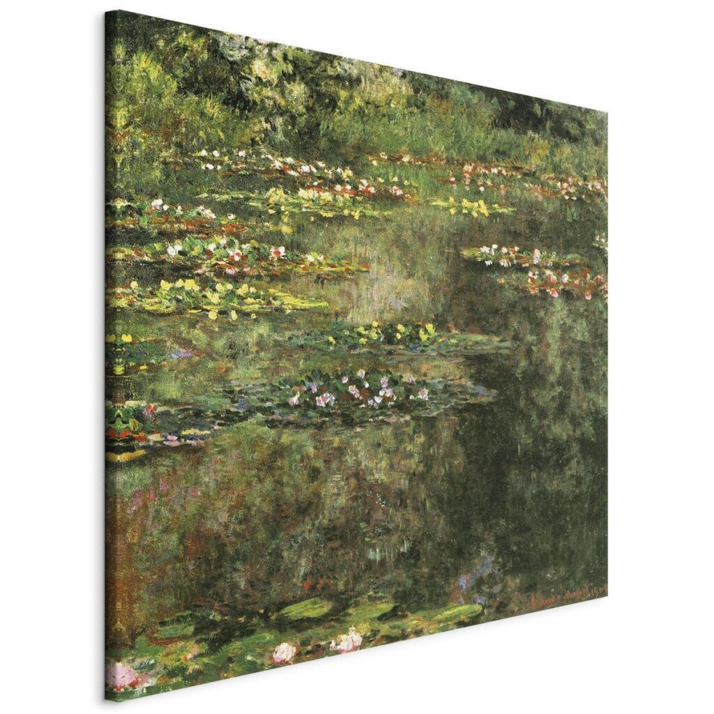 Schilderij - Pond With Water Lilies - Afbeelding 2