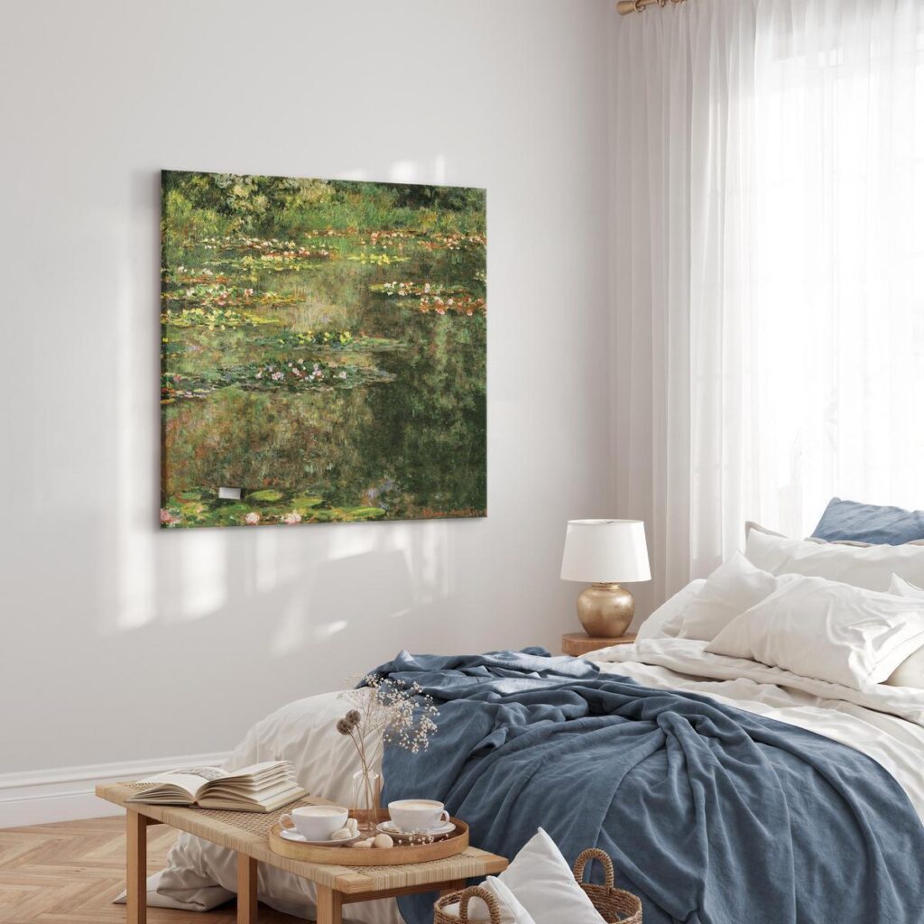 Schilderij - Pond With Water Lilies - Afbeelding 3