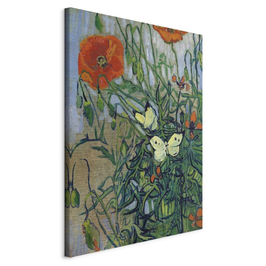 Schilderij - Poppies and Butterflies - Afbeelding 2