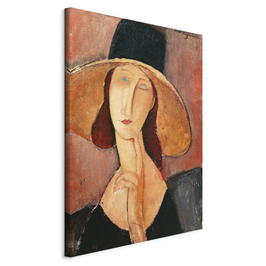 Schilderij - Portrait of Jeanne Hebuterne in a Large Hat - Afbeelding 2