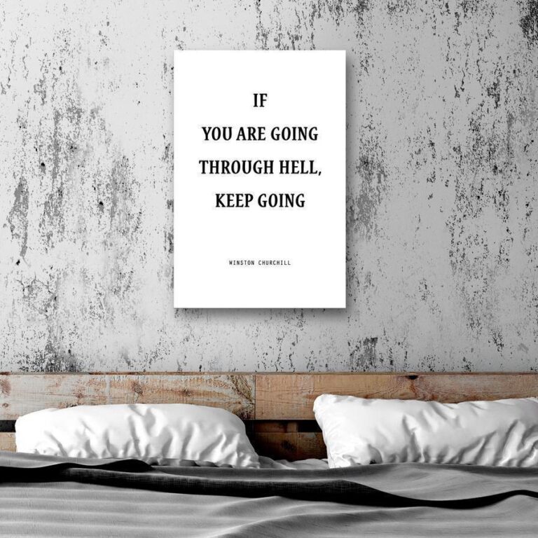 Schilderij - Power of Words (1-part) - Winston Churchill's Motivational Quote