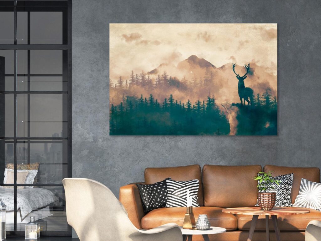 Schilderij - Proud Deer (1 Part) Wide