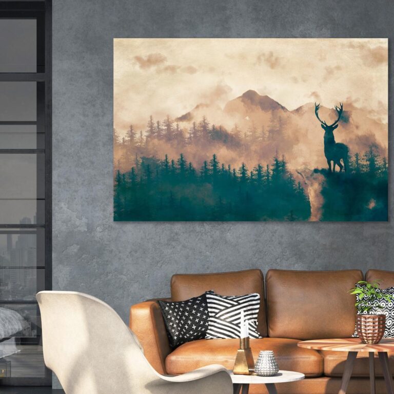 Schilderij - Proud Deer (1 Part) Wide