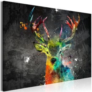 Schilderij - Rainbow Deer (1 Part) Wide