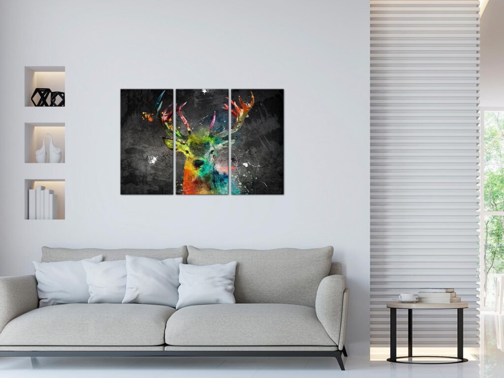 Schilderij - Rainbow Deer (3 Parts) - Afbeelding 2