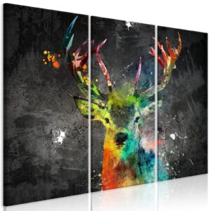 Schilderij - Rainbow Deer (3 Parts)