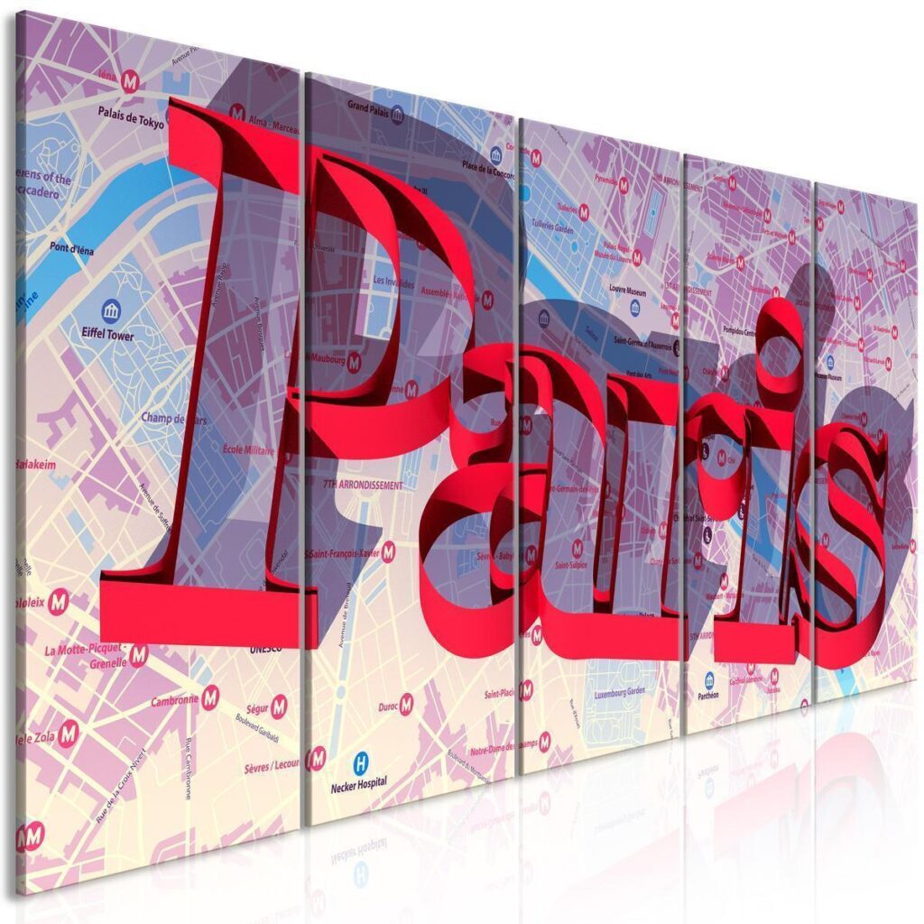 Schilderij - Red Paris (5 Parts) Narrow - Afbeelding 2