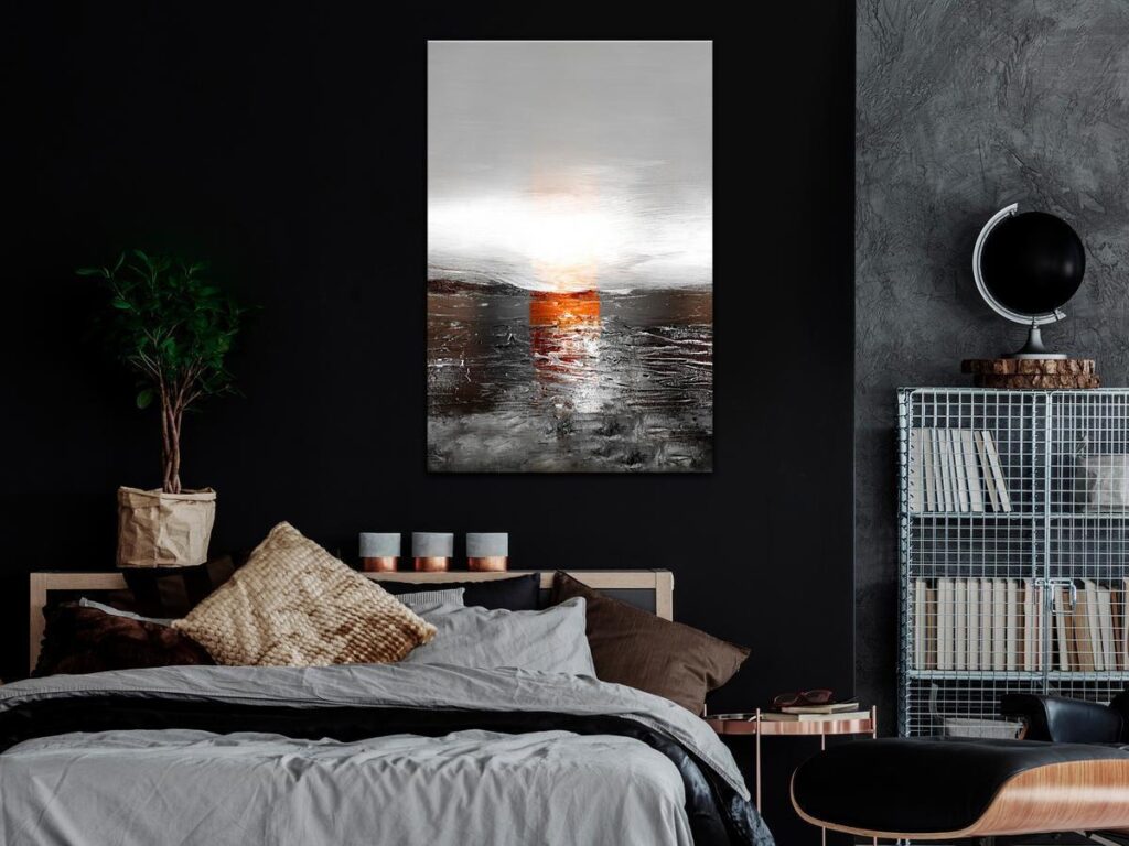 Schilderij - Reflection of Colors (1-part) - Sunset in Painted Abstract Background