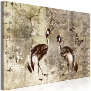 Schilderij - Retro Cranes (1 Part) Wide