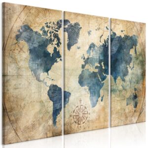 Schilderij - Retro Map (3 Parts)