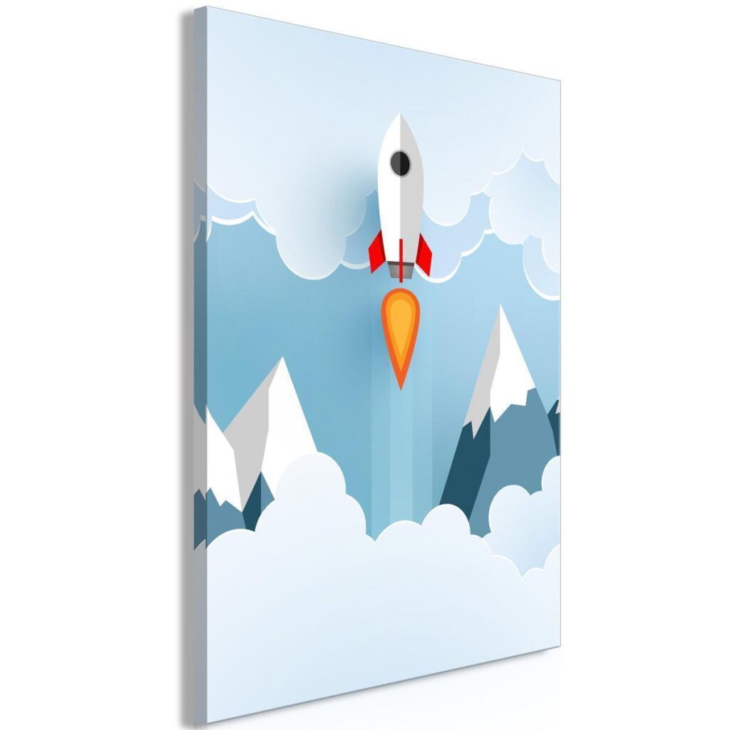 Schilderij - Rocket in the Clouds (1 Part) Vertical - Afbeelding 2