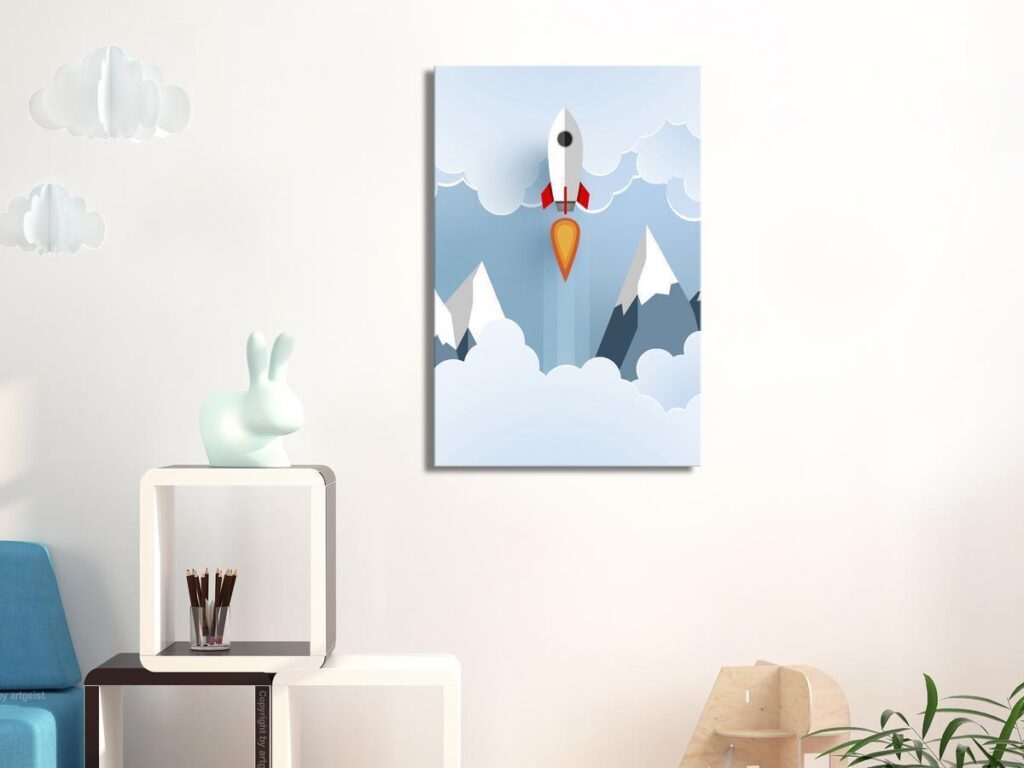 Schilderij - Rocket in the Clouds (1 Part) Vertical