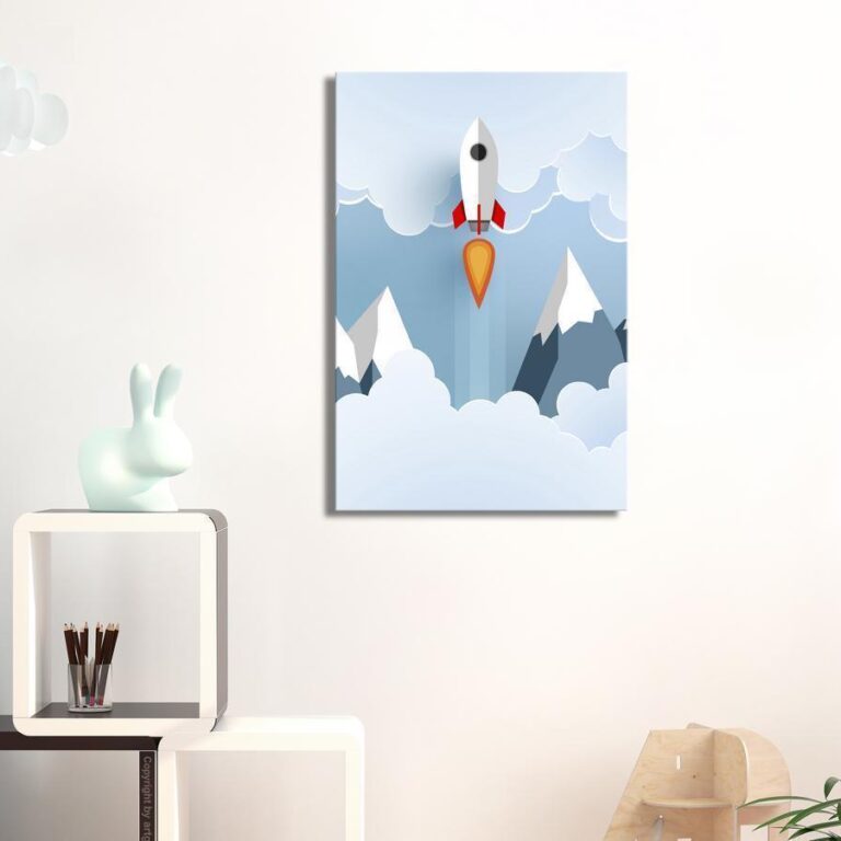 Schilderij - Rocket in the Clouds (1 Part) Vertical