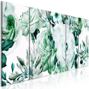 Schilderij - Rose Composition (5 Parts) Narrow Green