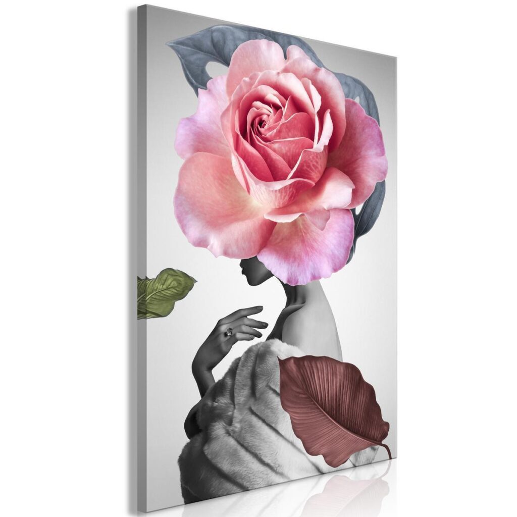 Schilderij - Rose and Fur (1 Part) Vertical - Afbeelding 2