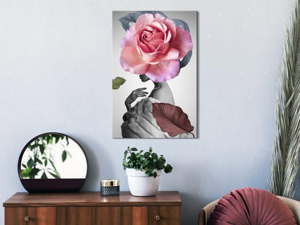 Schilderij - Rose and Fur (1 Part) Vertical