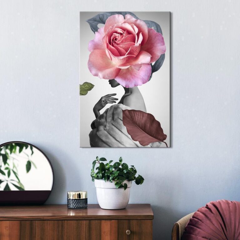 Schilderij - Rose and Fur (1 Part) Vertical