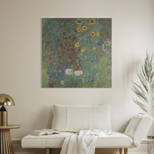 Schilderij - Rural Garden With Sunflowers