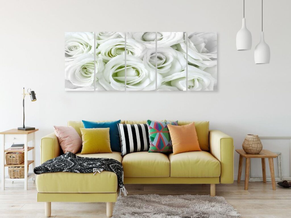 Schilderij - Satin Rose (5 Parts) Narrow Green - Afbeelding 2
