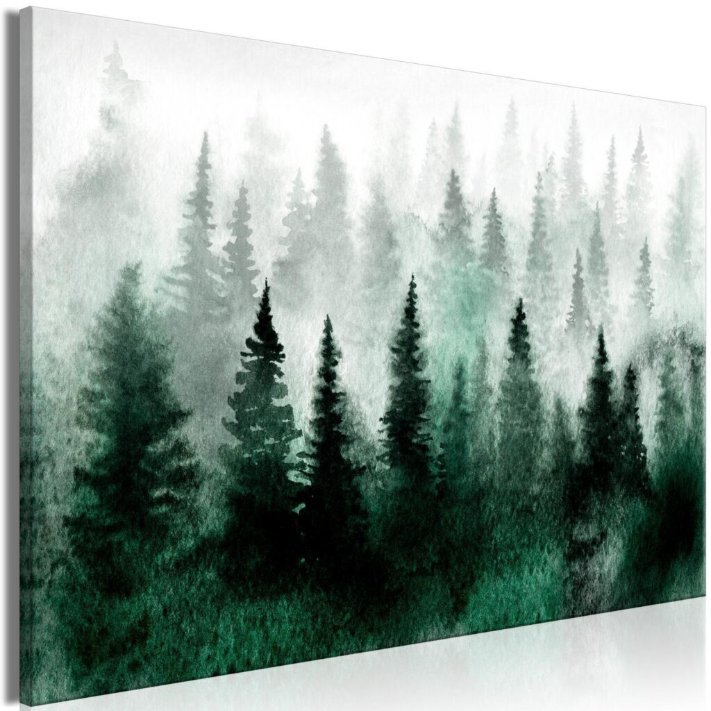 Schilderij - Scandinavian Foggy Forest (1 Part) Wide - Afbeelding 2