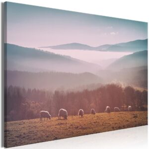 Schilderij - Sheep in Mountain Landscape (1-part) - Animals in Nature
