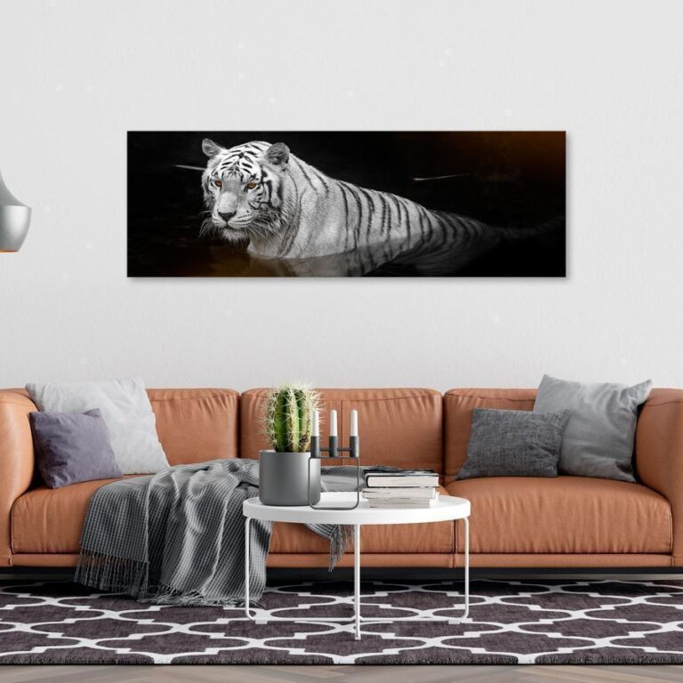Schilderij - Shining Tiger (1 Part) Orange Narrow