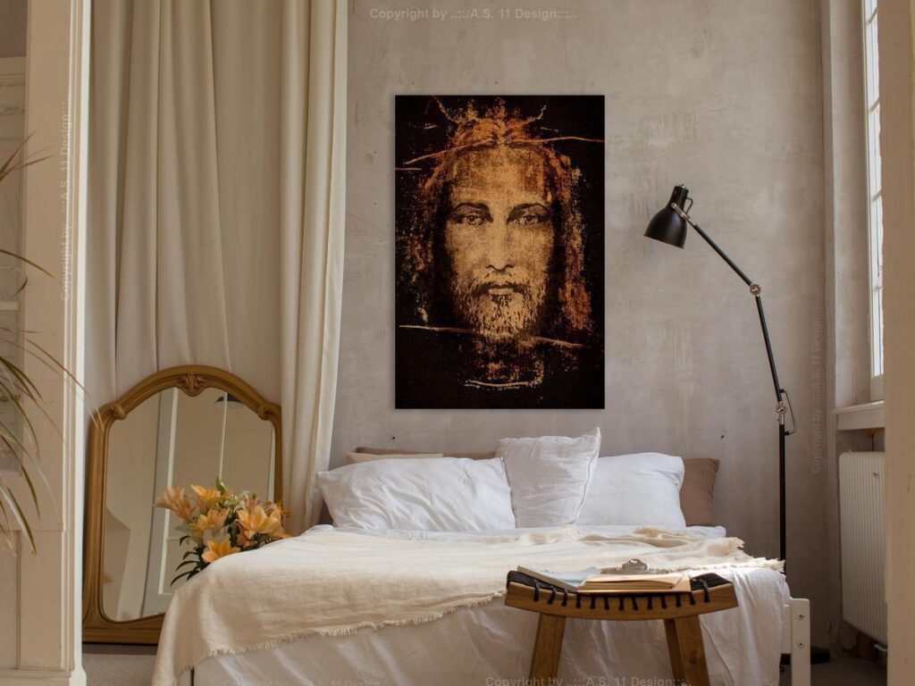 Schilderij - Shroud of Turin (1 Part) Vertical