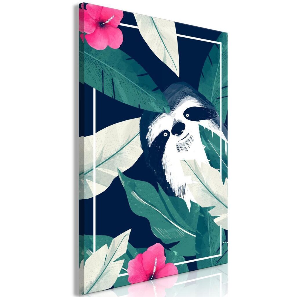 Schilderij - Sloth in the Tropics (1 Part) Vertical - Afbeelding 2