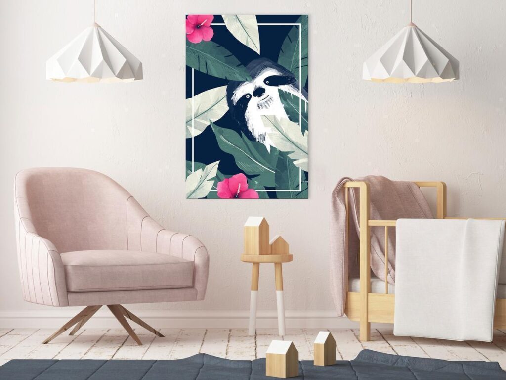 Schilderij - Sloth in the Tropics (1 Part) Vertical