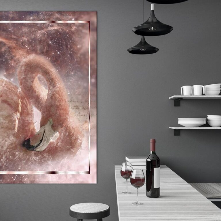 Schilderij - Space Flamingo (1 Part) Vertical