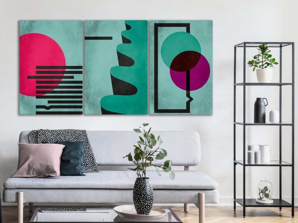 Schilderij - Space of Shapes (3 Parts)