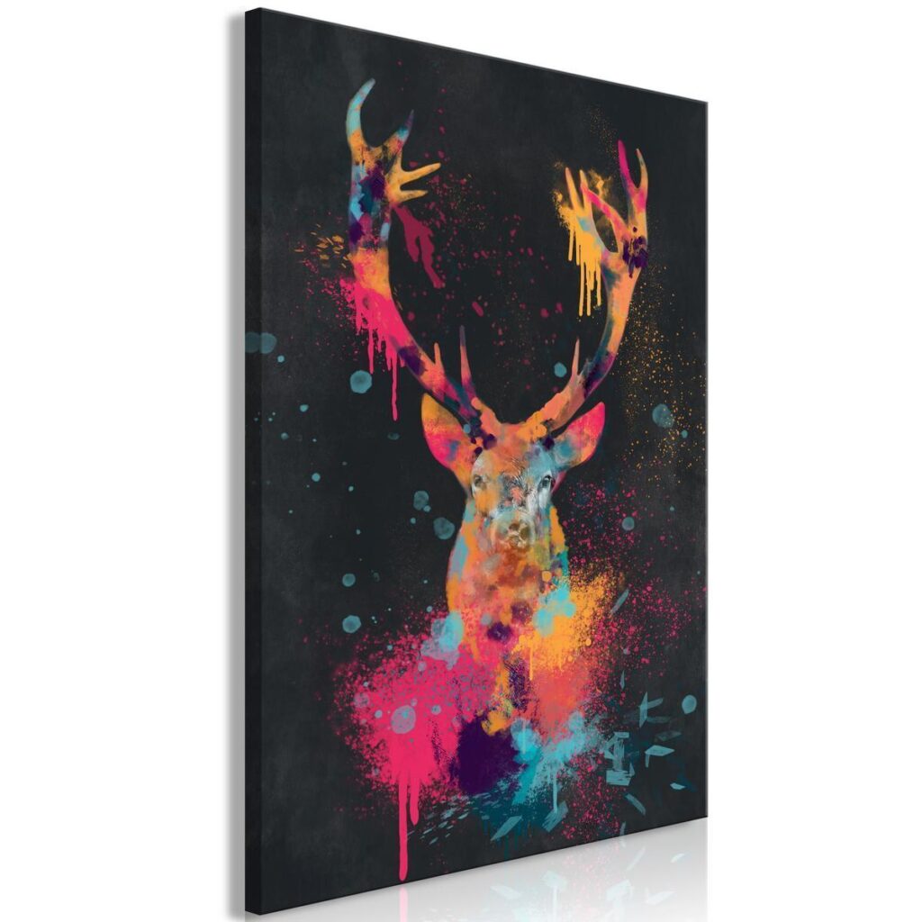 Schilderij - Spectacular Deer (1 Part) Vertical - Afbeelding 2
