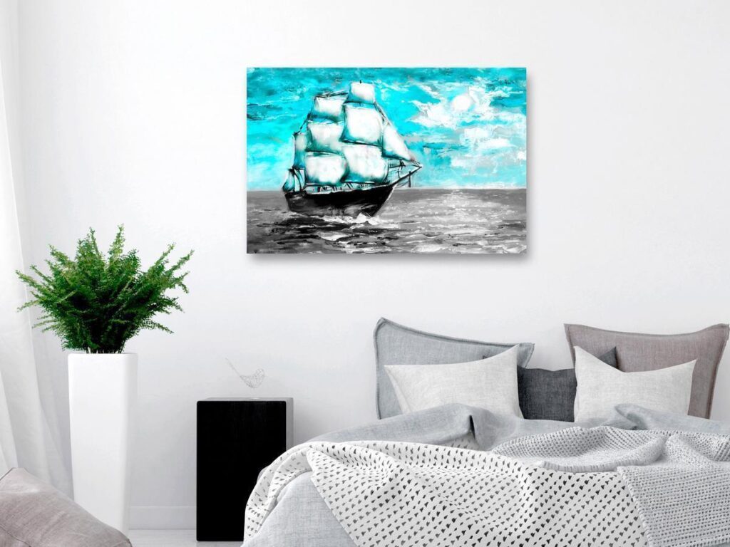 Schilderij - Spring Cruise (1 Part) Wide Blue - Afbeelding 2