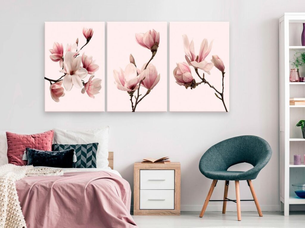 Schilderij - Spring Magnolias (3 Parts) - Afbeelding 2